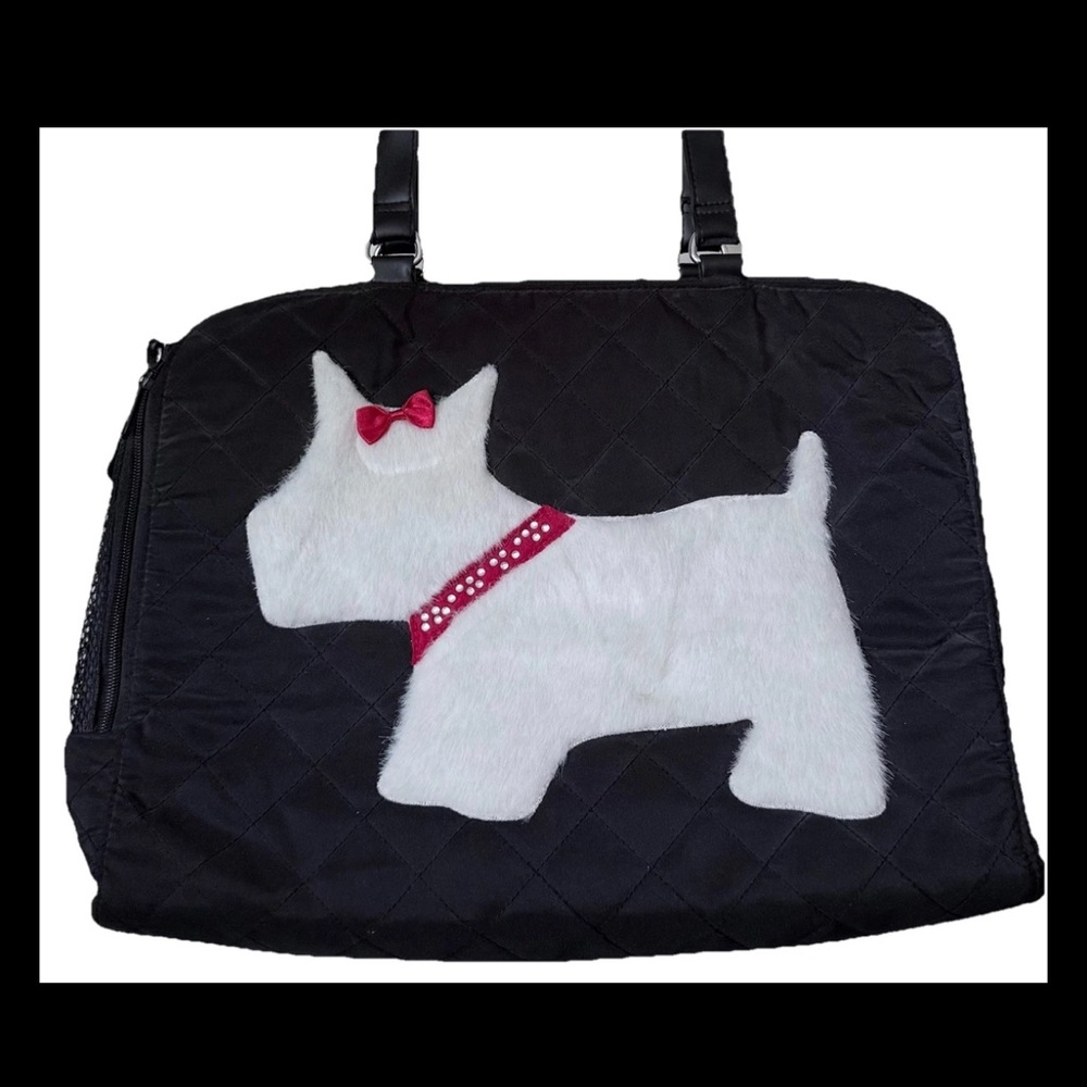 Travel Black Soft Sided Pet Dog/Animal Carrier Bag Scottish Terrier On One Side